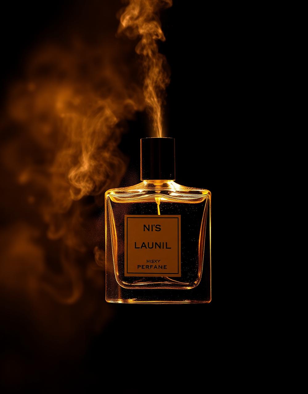 Fragrance mist in gold light